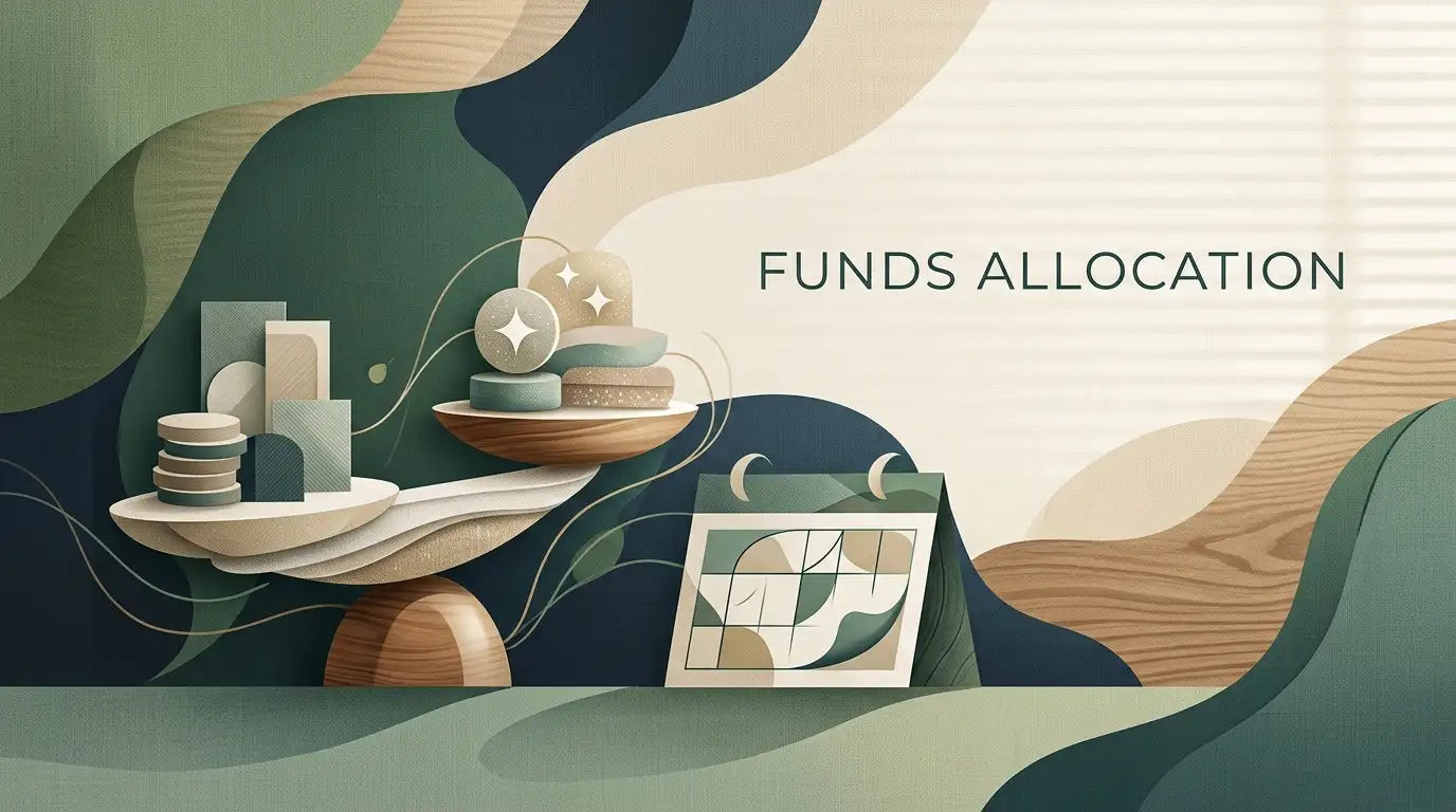Layered cash and bonus balances beside a calendar motif
